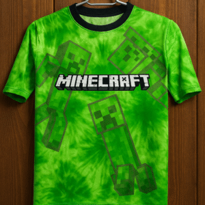 Minecraft Creeper Kids T-Shirt – Green Tie-Dye (Size 10/12)