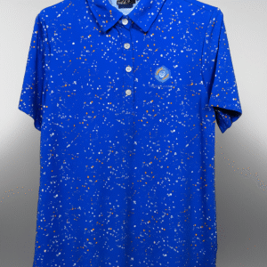 Sunday Swagger "Electric Blue Splatter" Golf Polo – Men's Medium