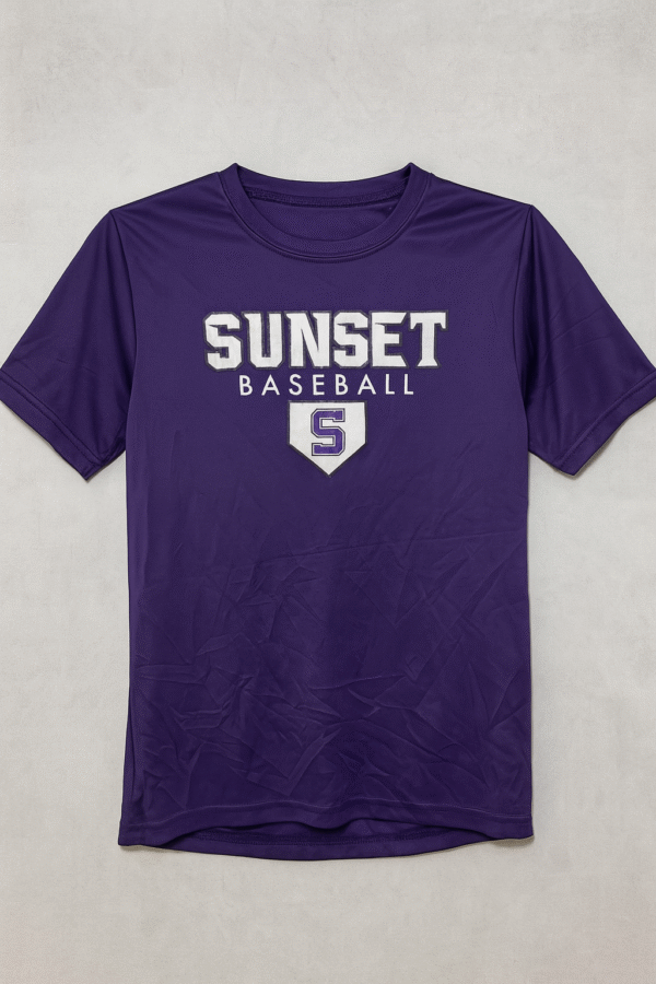 🟣 SUNSET BASEBALL Youth Shirt – Size M (A4 Apparel) 🟣